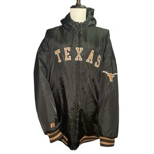 Vintage Russell Athletic Men's Black Texas Longhorn Jacket Coat Fits 3XL